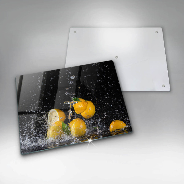 Chopping board glass Juicy lemon fruit