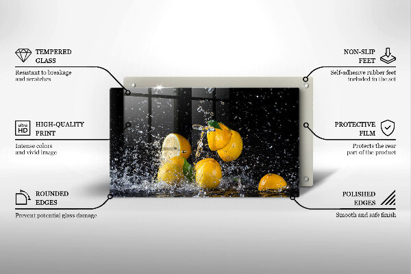 Chopping board glass Juicy lemon fruit
