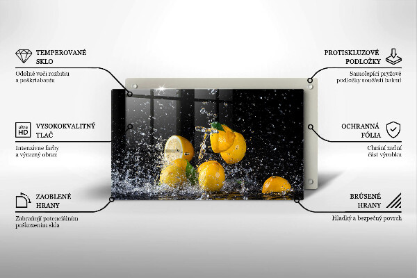 Chopping board glass Juicy lemon fruit