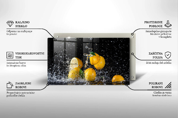 Chopping board glass Juicy lemon fruit
