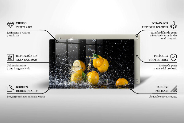 Chopping board glass Juicy lemon fruit