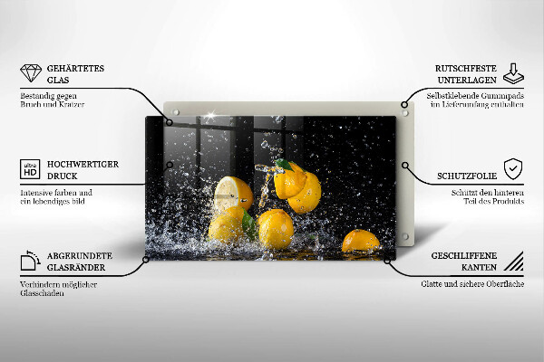 Chopping board glass Juicy lemon fruit