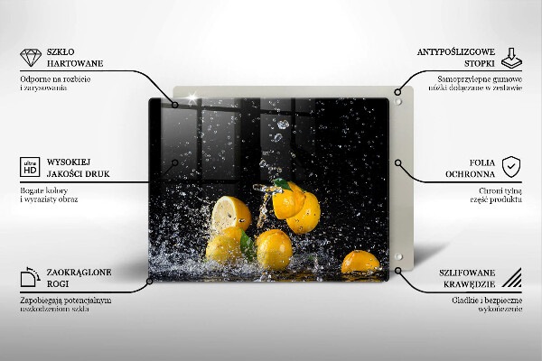 Chopping board glass Juicy lemon fruit