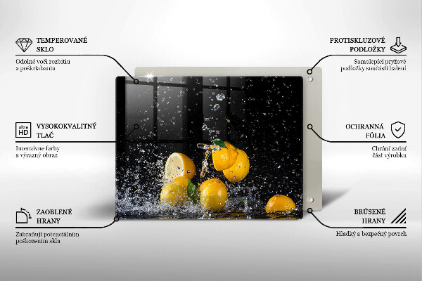 Chopping board glass Juicy lemon fruit