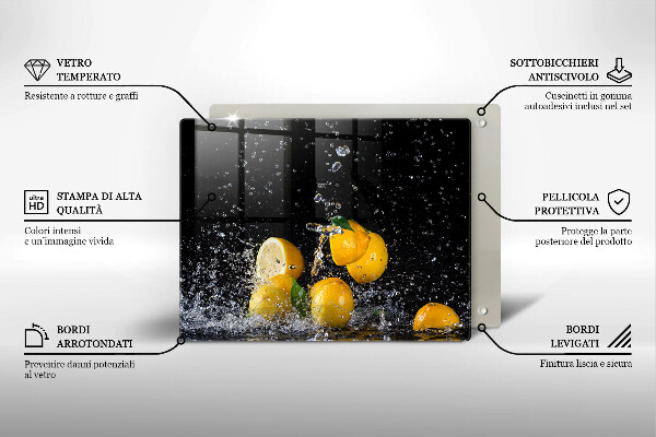 Chopping board glass Juicy lemon fruit