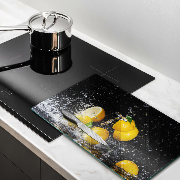 Chopping board glass Juicy lemon fruit