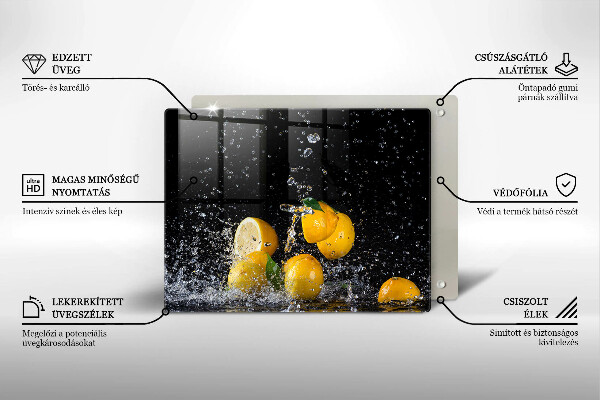 Chopping board glass Juicy lemon fruit