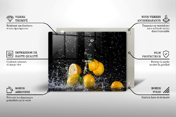 Chopping board glass Juicy lemon fruit