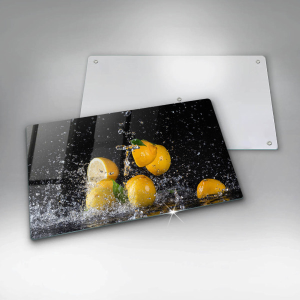 Chopping board glass Juicy lemon fruit