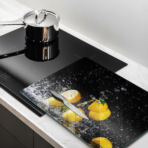 Chopping board glass Juicy lemon fruit