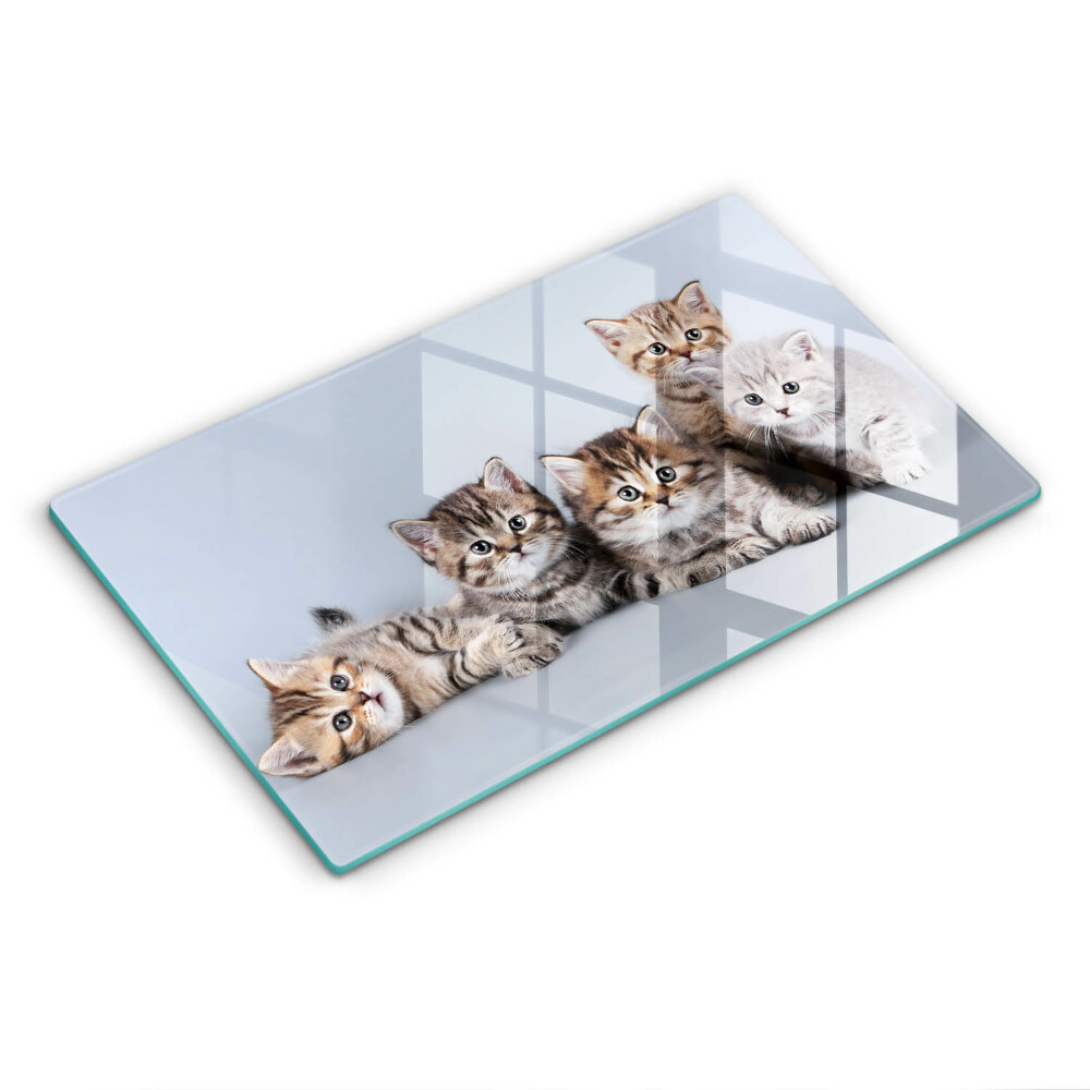 Chopping board glass Sweet small cats