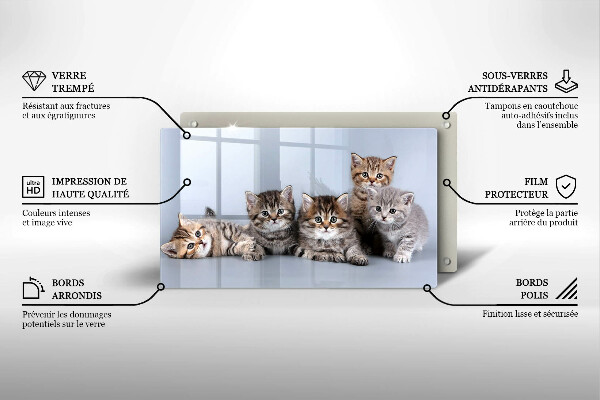 Chopping board glass Sweet small cats