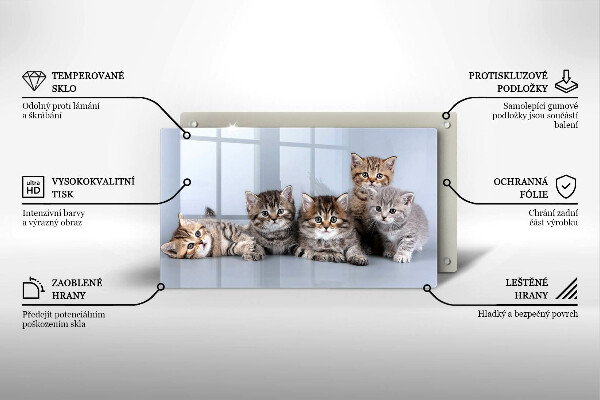 Chopping board glass Sweet small cats