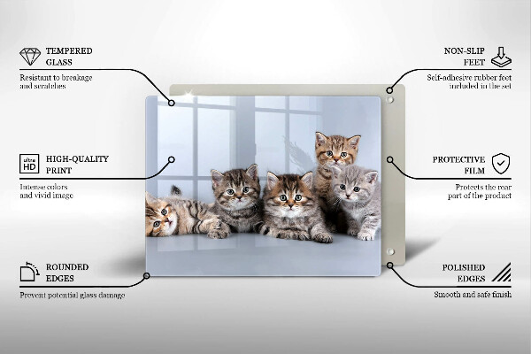 Chopping board glass Sweet small cats