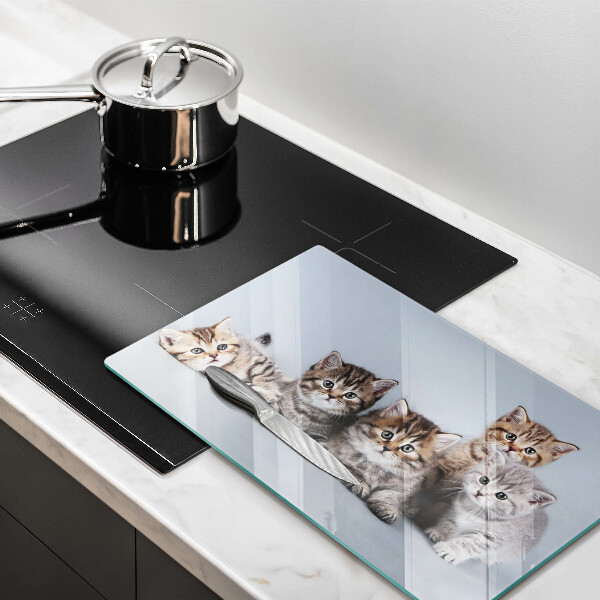 Chopping board glass Sweet small cats