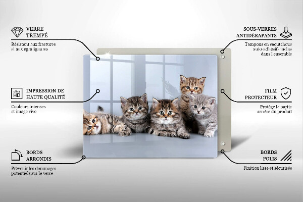 Chopping board glass Sweet small cats