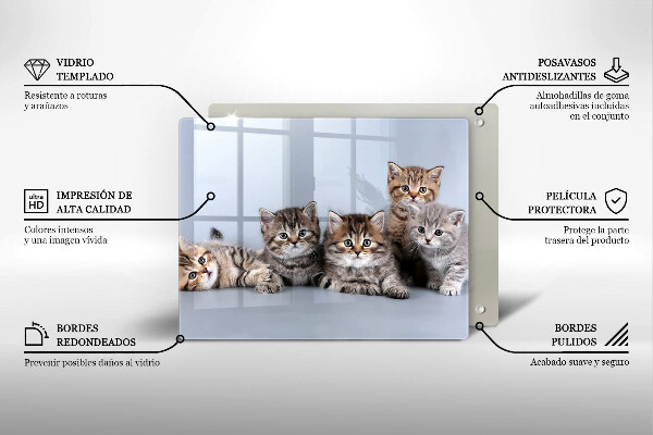 Chopping board glass Sweet small cats