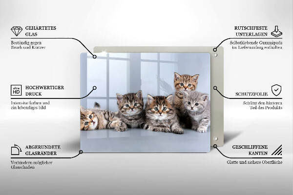 Chopping board glass Sweet small cats