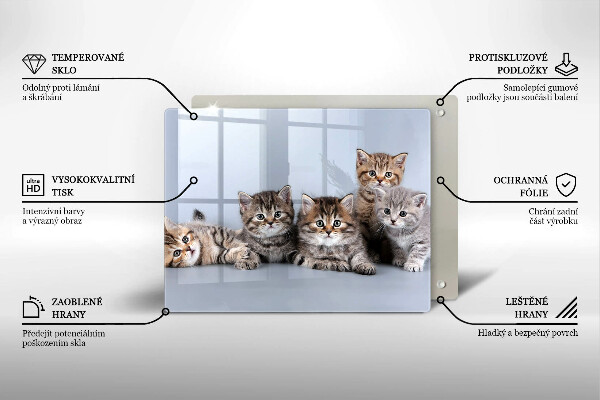 Chopping board glass Sweet small cats