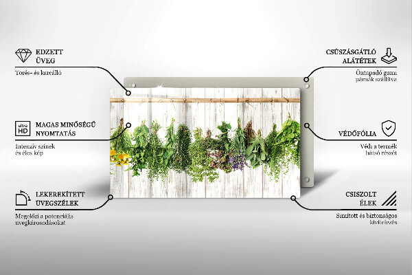 Chopping board glass Striped herbs and plants