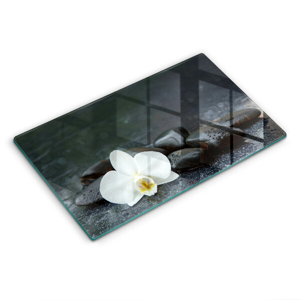 Chopping board glass White flower stones Zen