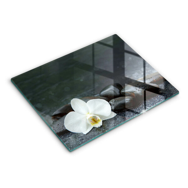 Chopping board glass White flower stones Zen