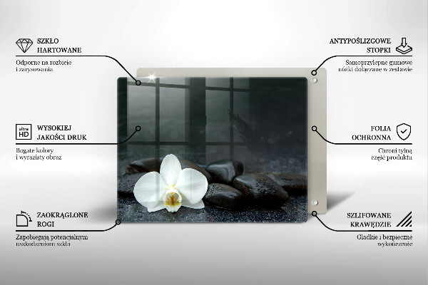 Chopping board glass White flower stones Zen