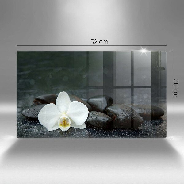 Chopping board glass White flower stones Zen