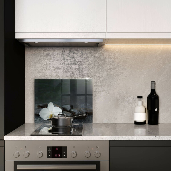 Chopping board glass White flower stones Zen