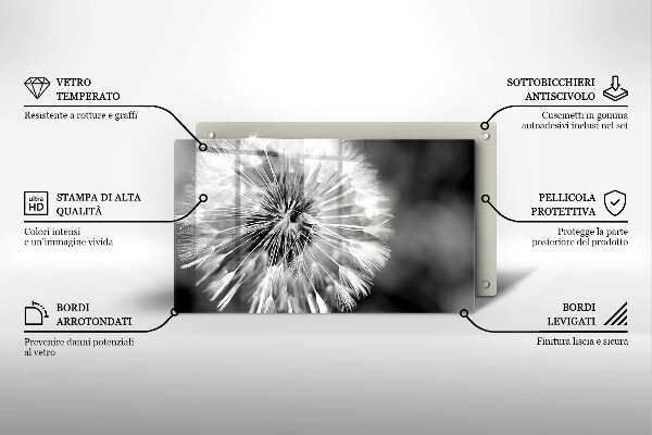 Chopping board glass Delicate dandelion