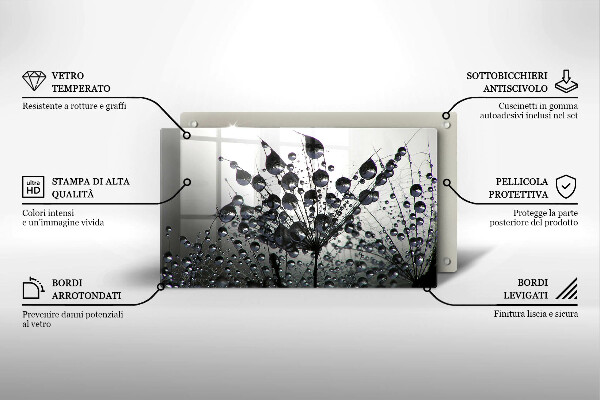 Chopping board glass Dandelions and dew