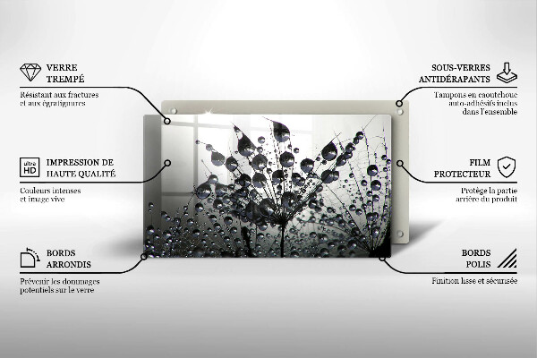 Chopping board glass Dandelions and dew