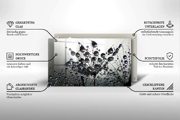Chopping board glass Dandelions and dew