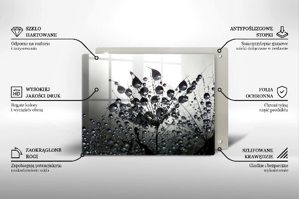 Chopping board glass Dandelions and dew