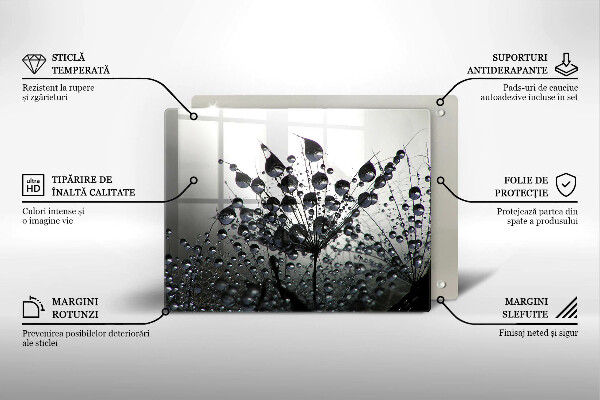 Chopping board glass Dandelions and dew