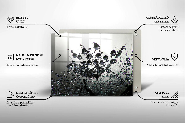 Chopping board glass Dandelions and dew