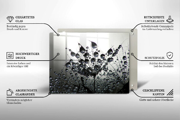 Chopping board glass Dandelions and dew