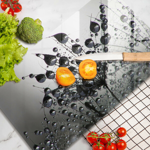 Chopping board glass Dandelions and dew