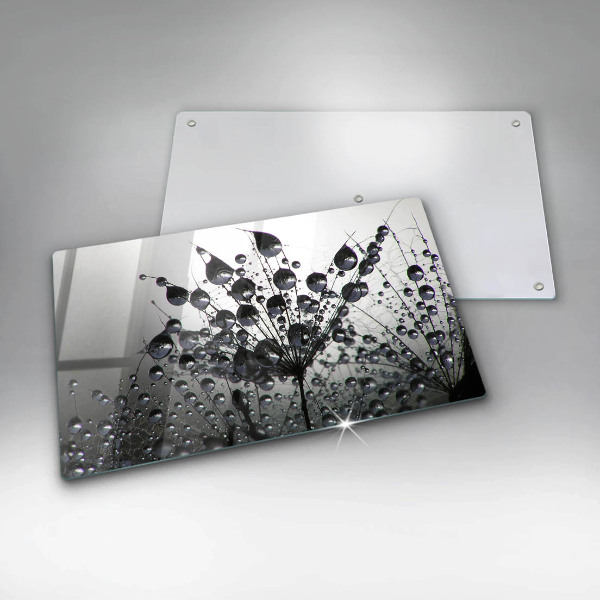 Chopping board glass Dandelions and dew