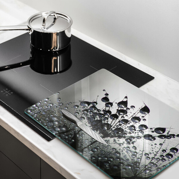 Chopping board glass Dandelions and dew