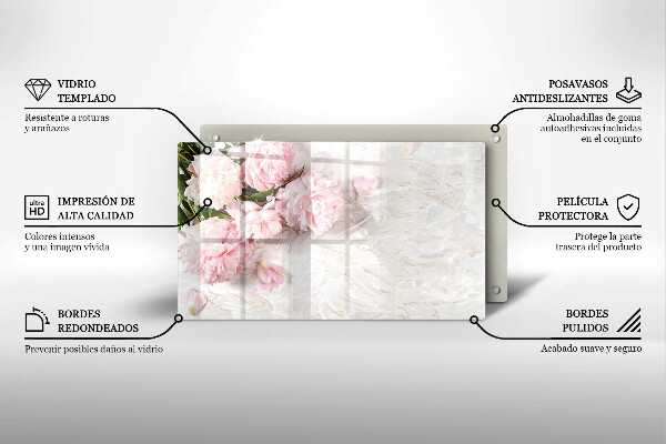 Chopping board glass Delicate roses flowers