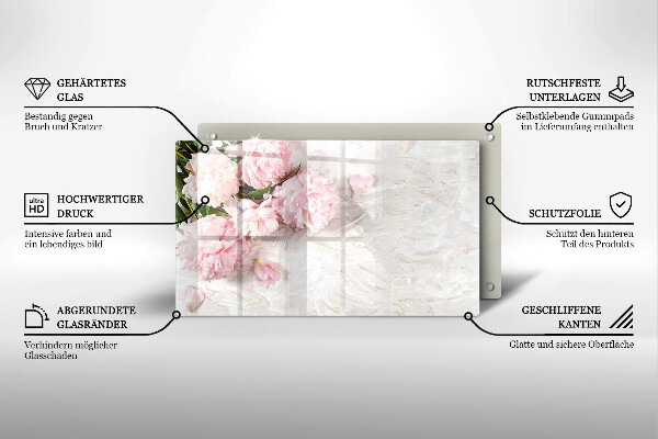 Chopping board glass Delicate roses flowers