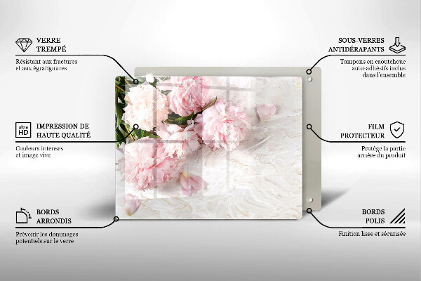 Chopping board glass Delicate roses flowers