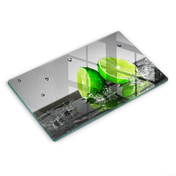 Chopping board glass Juicy lime and water