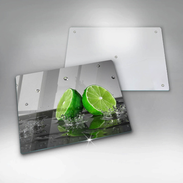 Chopping board glass Juicy lime and water