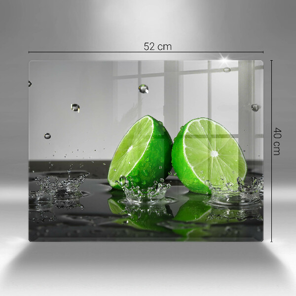 Chopping board glass Juicy lime and water