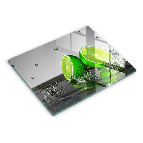 Chopping board glass Juicy lime and water