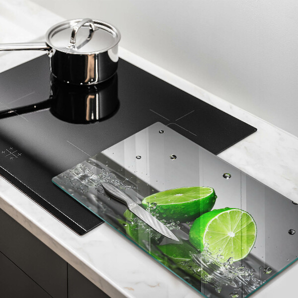 Chopping board glass Juicy lime and water