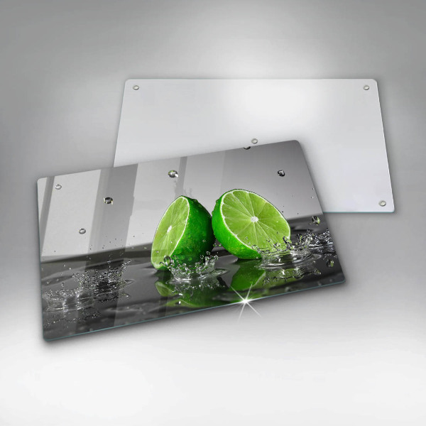 Chopping board glass Juicy lime and water