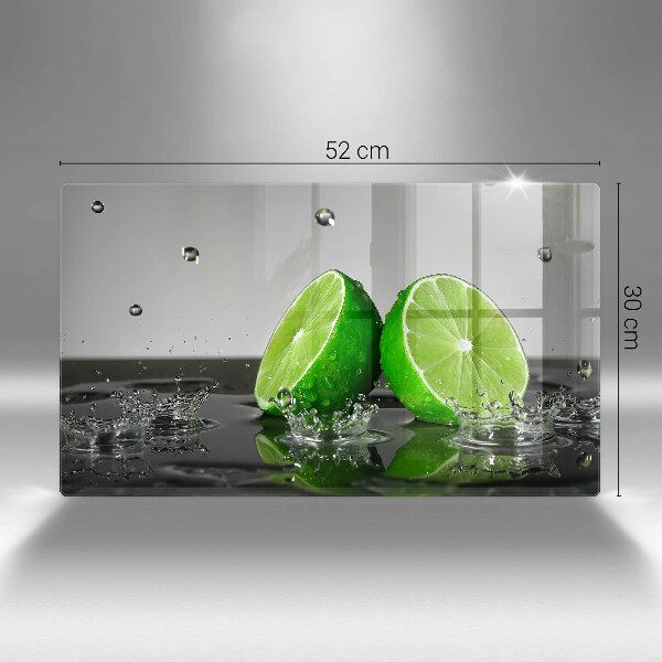 Chopping board glass Juicy lime and water